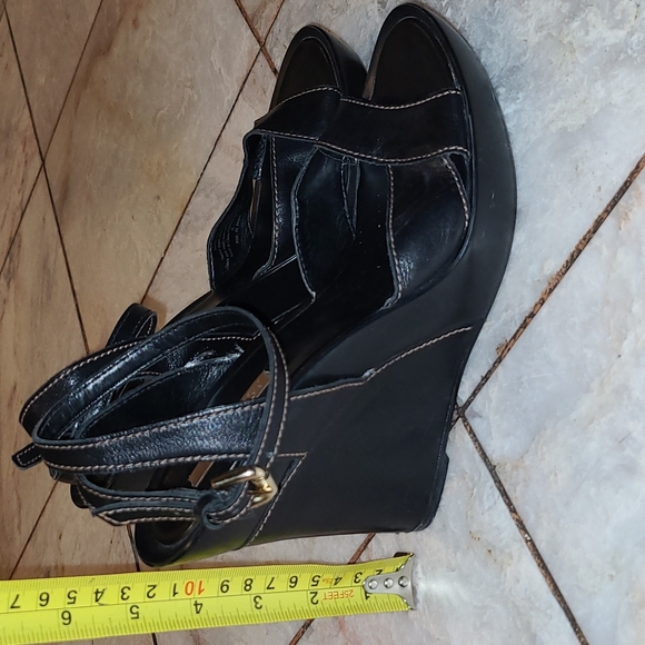 Nine West Ankle Strap Leather Wedges - Picture 4 of 6